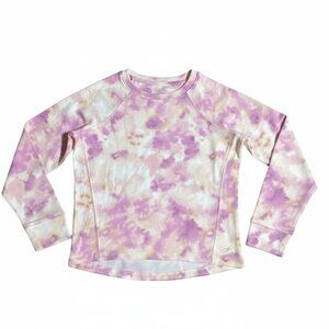 Freely Girls' Long Sleeve Shirt Tie-Dye Activewear Raw/Unstitched Bottom Hem NEW